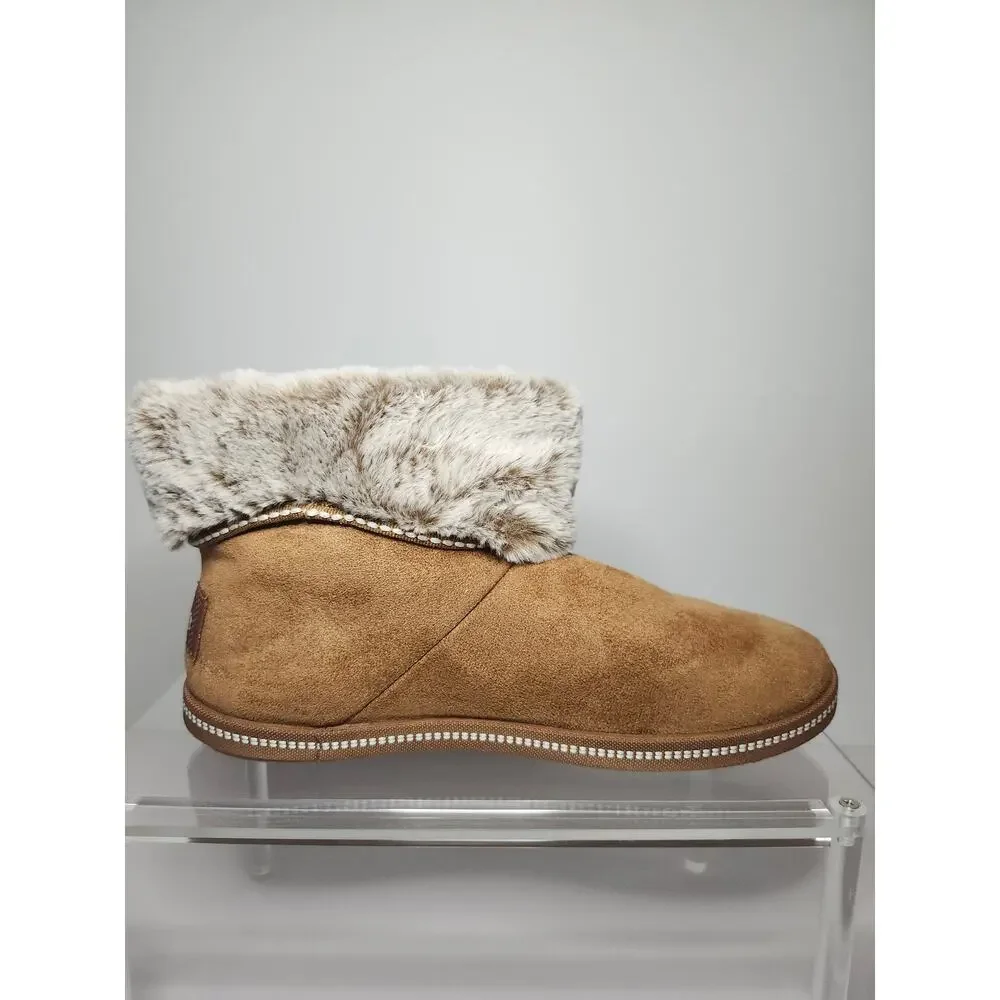 Skechers Women's Keepsakes Ankle Boots Booties Chestnut Brown Sz 8 Faux Fur